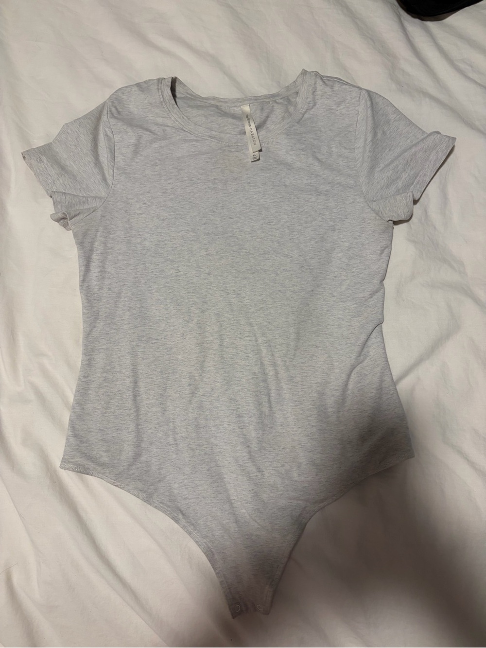 Babaton (Aritzia) Short Sleeve Bodysuit in Light Gray - Woman’s Size XL